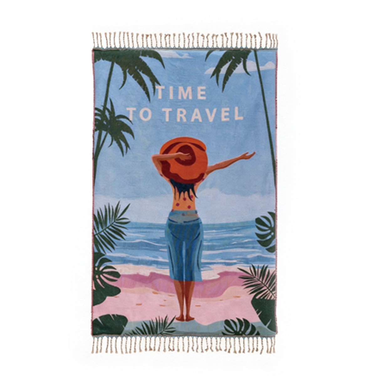 Tropical Jacquard Beach Towel with Tassels