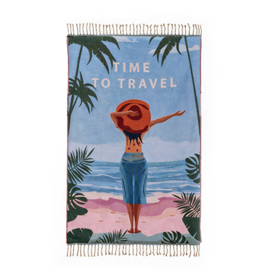 Tropical Jacquard Beach Towel with Tassels
