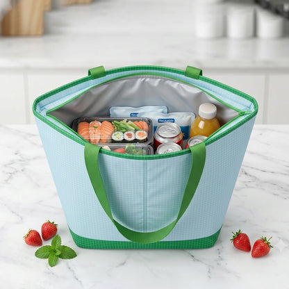 Plaid Insulated Cooler Tote Bag