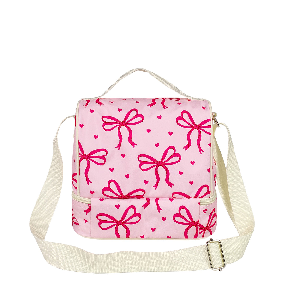 6-Can Pink Bow Double Layers Lunch Cooler Bag