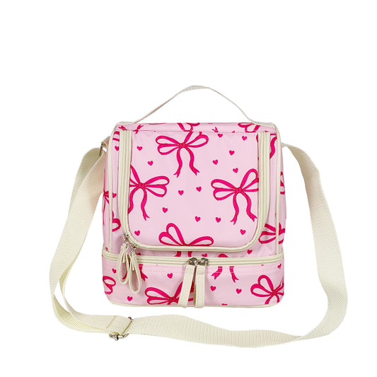 6-Can Pink Bow Double Layers Lunch Cooler Bag