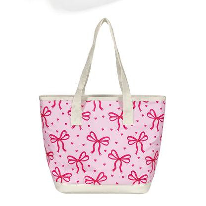 24-Can Pink Bow Cooler Tote Bag