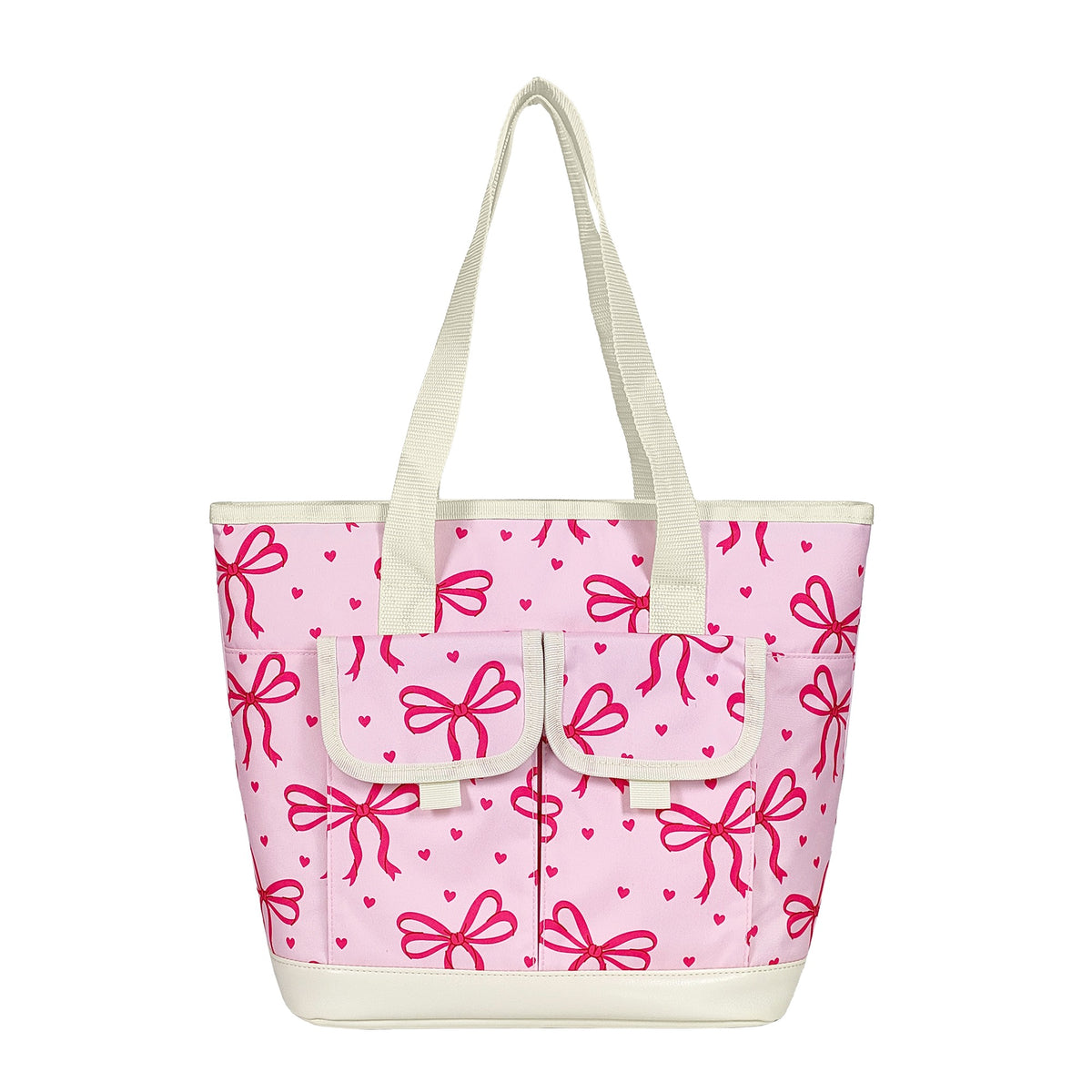 24-Can Pink Bow Cooler Tote Bag