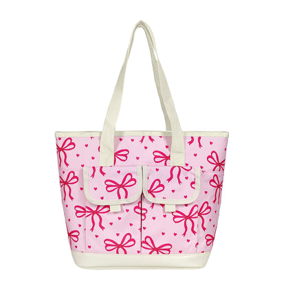 24-Can Pink Bow Cooler Tote Bag