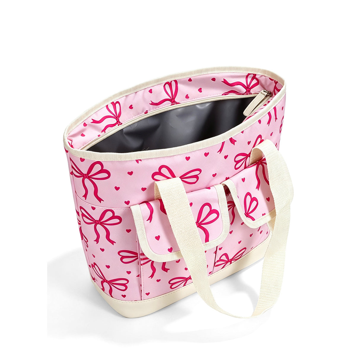 24-Can Pink Bow Cooler Tote Bag