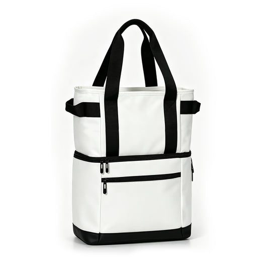 Dual Compartment PU Leather Cooler Backpack Bag