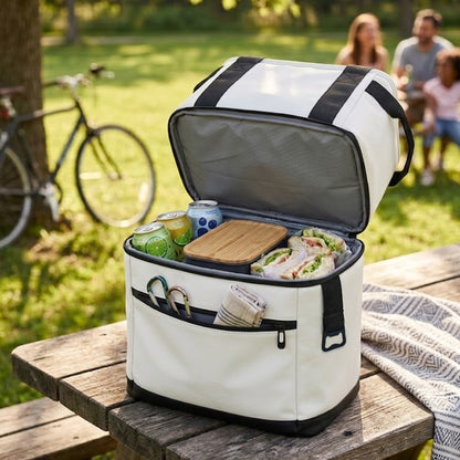 Dual Compartment PU Leather Cooler Backpack Bag