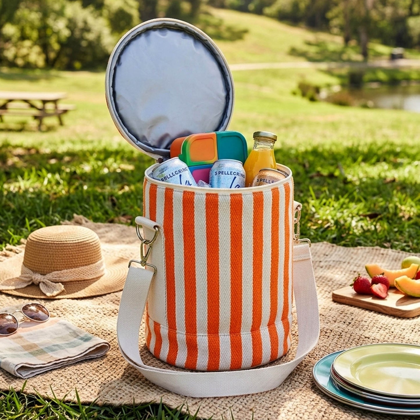 Cotton Twill Yarn-Dyed Cylinder Wine & Beverage Cooler Bag