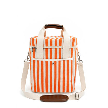 Cotton Twill Striped Tall Insulated Cooler Bag