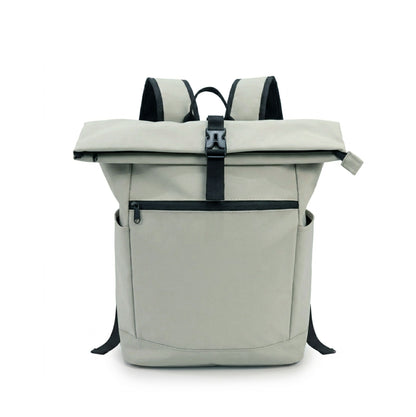 Roll-Top PU Leather Laptop Backpack