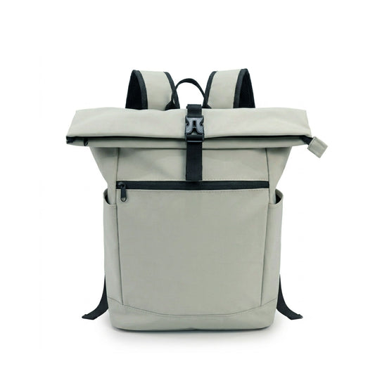 Roll-Top PU Leather Laptop Backpack
