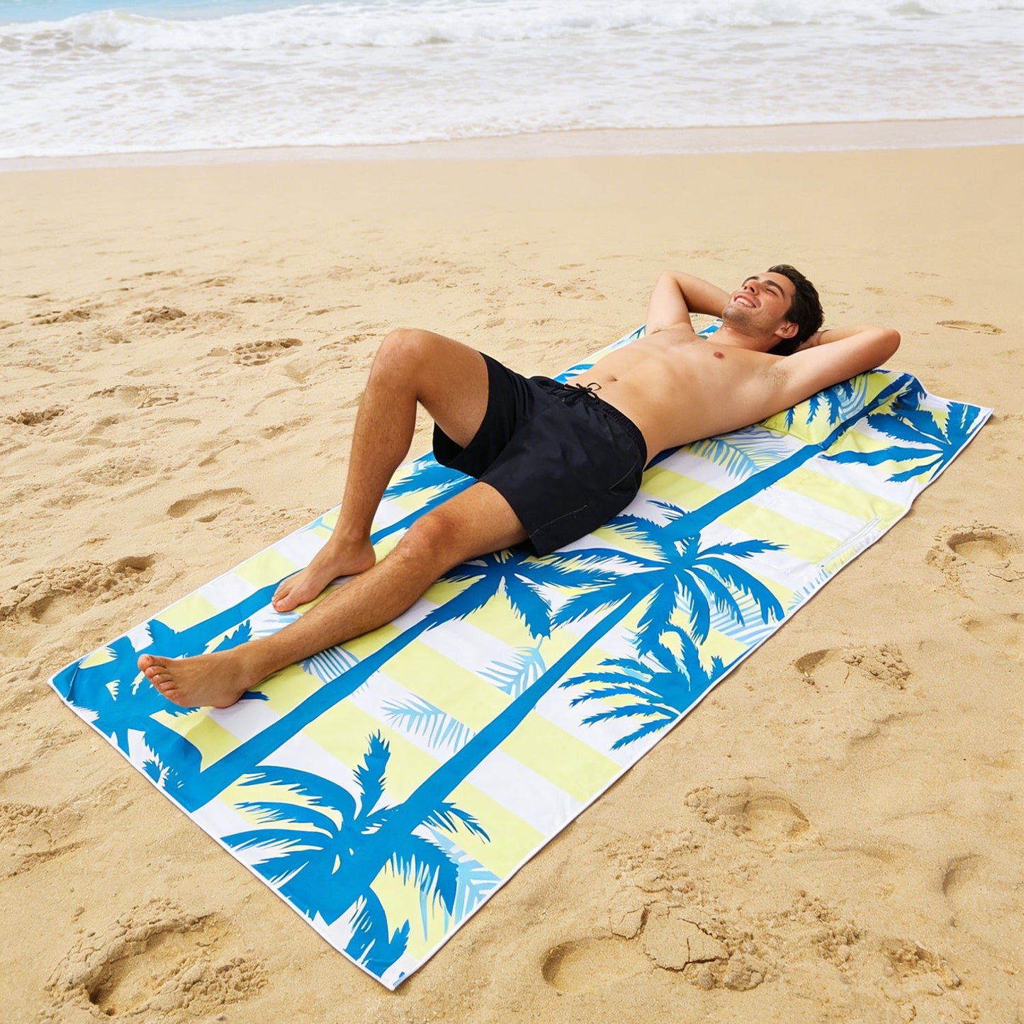 Beach Towel with Pillow Pocket & Magnetic