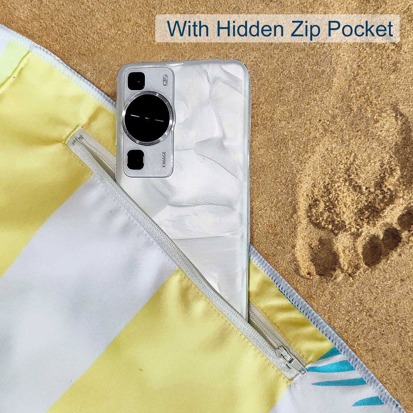 Beach Towel with Pillow Pocket & Magnetic