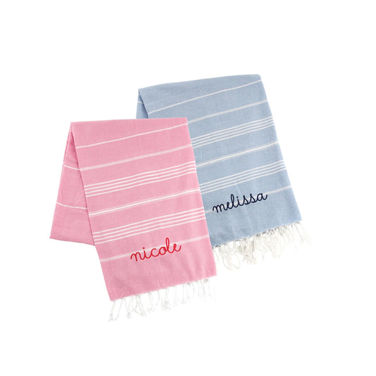 Embroidered Logo Turkish Beach Towel