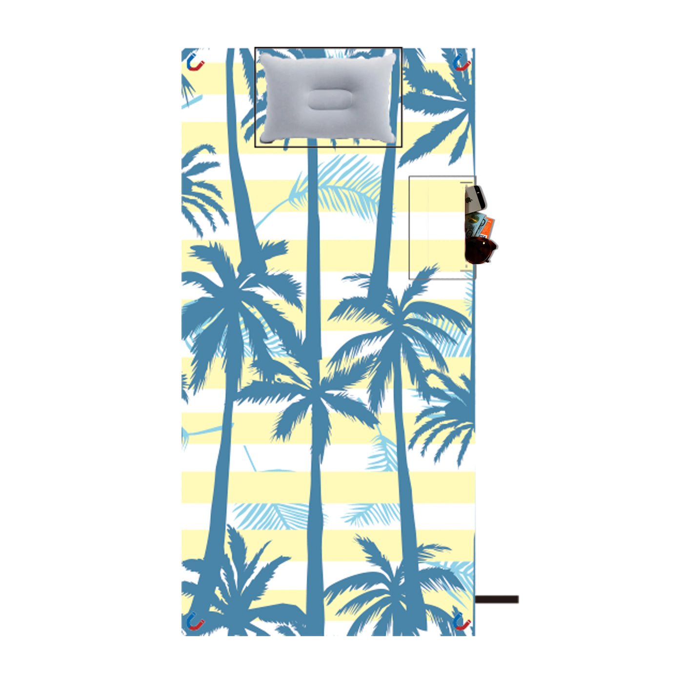 Beach Towel with Pillow Pocket & Magnetic